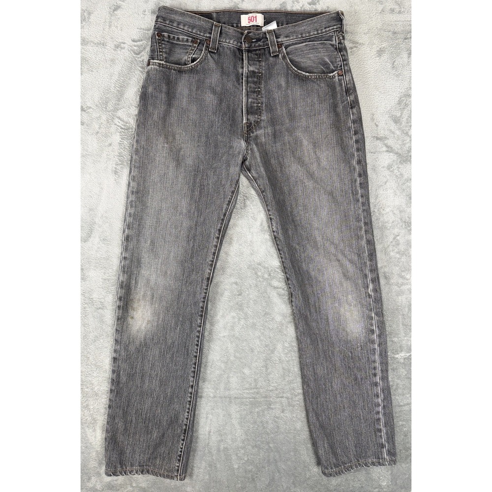 Vintage Levi's 501 Men's 32x34‎ Straight Button Fly Black Denim Pants Jeans